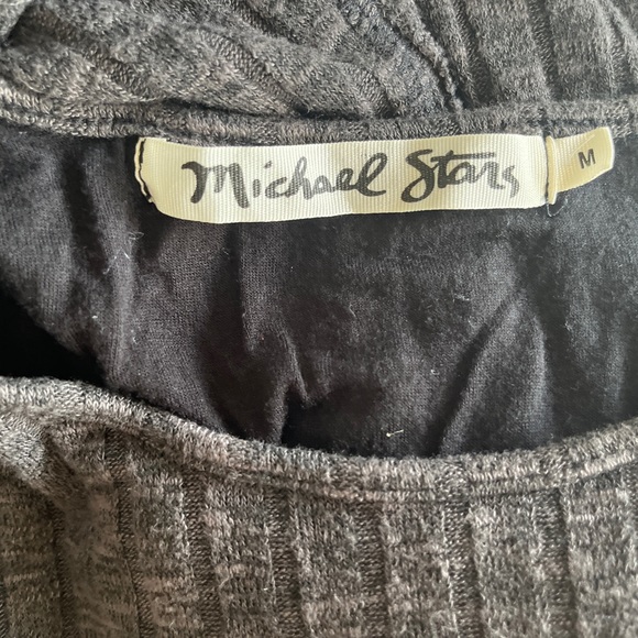 MICHAEL STARS Dress Charcoal Gray Ribbed Stretch Long Sleeve Sweater Tunic M - Picture 7 of 7